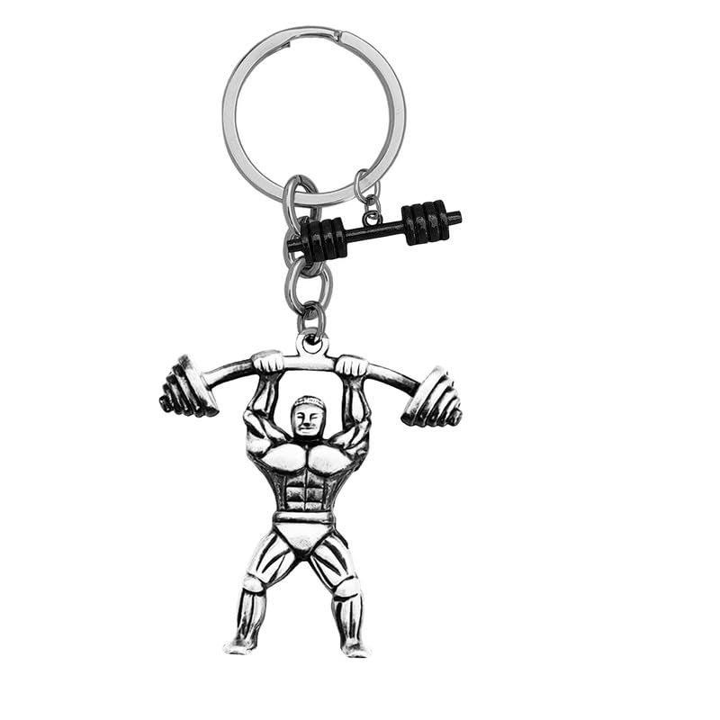 M Men Style Fitness Gym Keychain Bodybuilder Gifts for Men Motivational Workout Keychain Gifts for Gym Lover Inspirational Bodybuilding Keychains Trainer Gift Silver and Black SKeyCom2024161 - Image 1