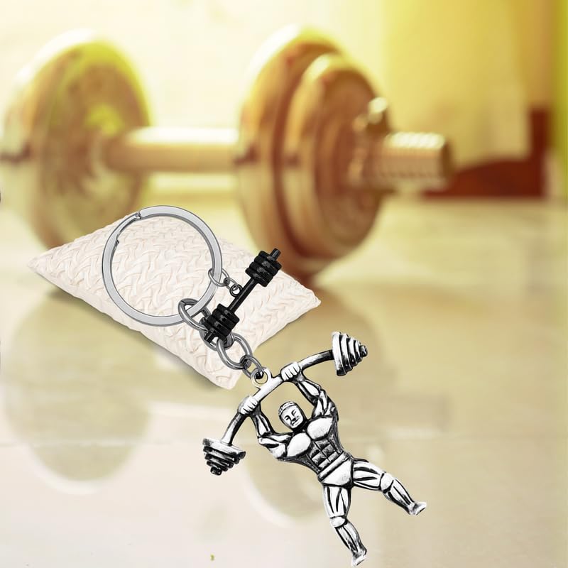 M Men Style Fitness Gym Keychain Bodybuilder Gifts for Men Motivational Workout Keychain Gifts for Gym Lover Inspirational Bodybuilding Keychains Trainer Gift Silver and Black SKeyCom2024161 - Image 3