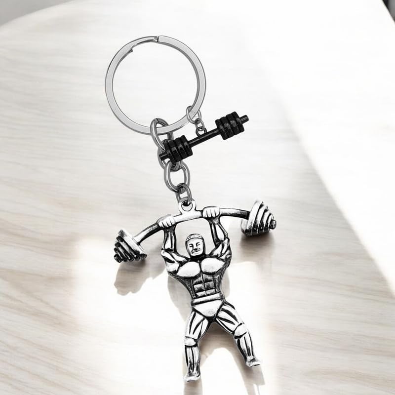 M Men Style Fitness Gym Keychain Bodybuilder Gifts for Men Motivational Workout Keychain Gifts for Gym Lover Inspirational Bodybuilding Keychains Trainer Gift Silver and Black SKeyCom2024161 - Image 4