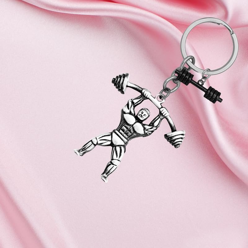 M Men Style Fitness Gym Keychain Bodybuilder Gifts for Men Motivational Workout Keychain Gifts for Gym Lover Inspirational Bodybuilding Keychains Trainer Gift Silver and Black SKeyCom2024161 - Image 5