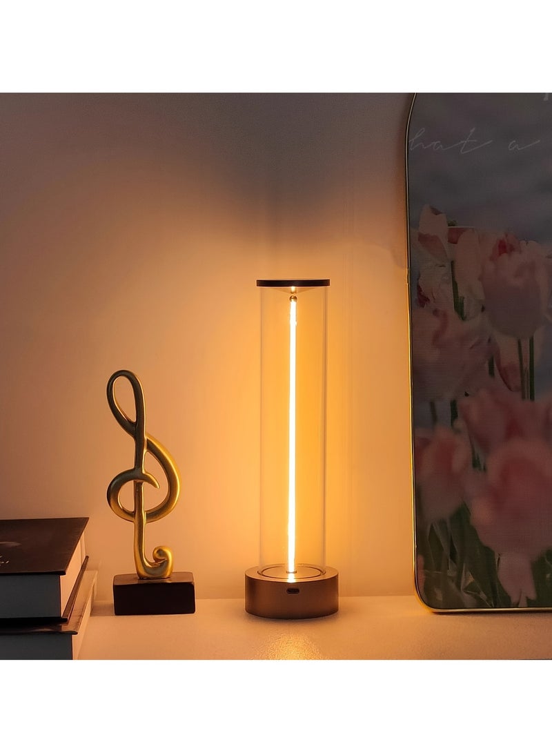 ارواق مصباح طاولة لاسلكي حديث قابل لإعادة الشحن يعمل باللمس مع قاعدة ألمنيوم وإضاءة قابلة للتعتيم لغرفة النوم أو المعيشة أو المكتب أو المطبخ - Image 2