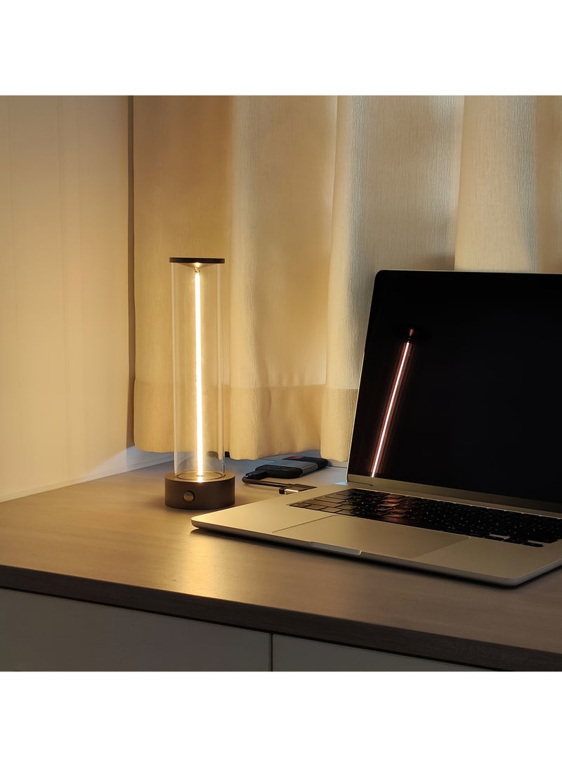 ارواق مصباح طاولة لاسلكي حديث قابل لإعادة الشحن يعمل باللمس مع قاعدة ألمنيوم وإضاءة قابلة للتعتيم لغرفة النوم أو المعيشة أو المكتب أو المطبخ - Image 3