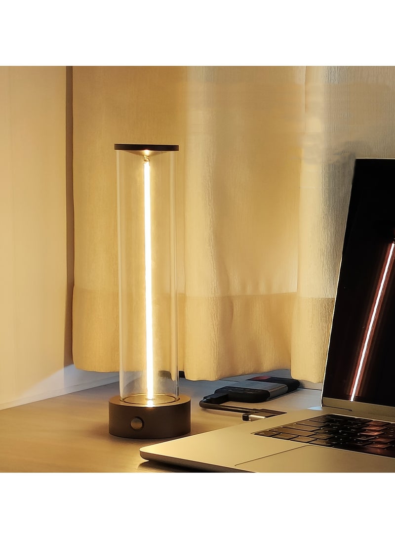 ارواق مصباح طاولة لاسلكي حديث قابل لإعادة الشحن يعمل باللمس مع قاعدة ألمنيوم وإضاءة قابلة للتعتيم لغرفة النوم أو المعيشة أو المكتب أو المطبخ - Image 5