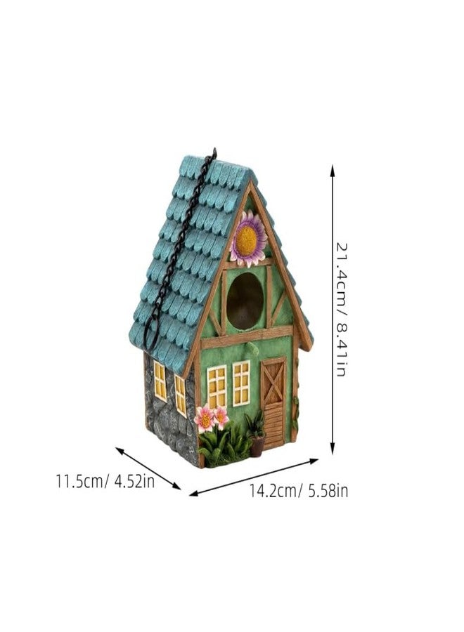 Yardwe Resin Bird House for Outdoors, Hanging Decorative Bird Nest Shelter for Garden Yard, Rustic Style Birdhouses for Cold Weather Protection, 8.42 X 5.59 X 4.52 Inch - Image 3