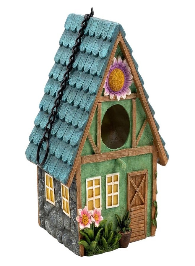 Yardwe Resin Bird House for Outdoors, Hanging Decorative Bird Nest Shelter for Garden Yard, Rustic Style Birdhouses for Cold Weather Protection, 8.42 X 5.59 X 4.52 Inch - Image 1