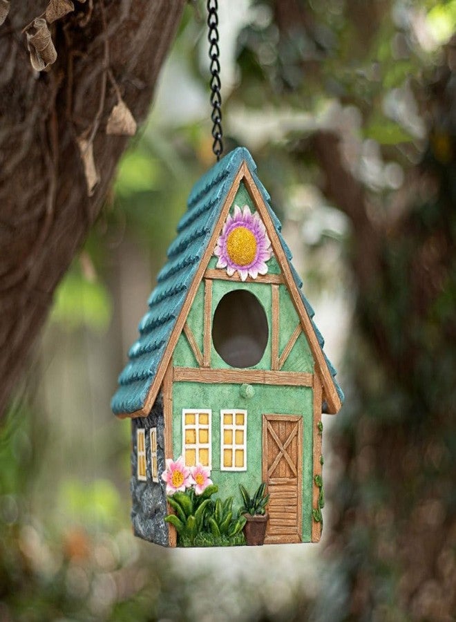 Yardwe Resin Bird House for Outdoors, Hanging Decorative Bird Nest Shelter for Garden Yard, Rustic Style Birdhouses for Cold Weather Protection, 8.42 X 5.59 X 4.52 Inch - Image 2