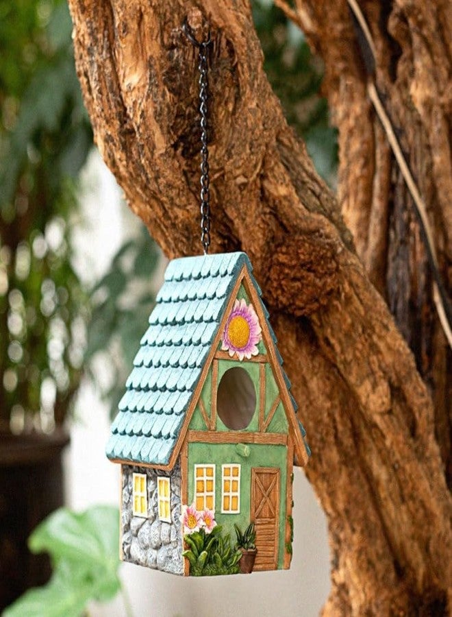 Yardwe Resin Bird House for Outdoors, Hanging Decorative Bird Nest Shelter for Garden Yard, Rustic Style Birdhouses for Cold Weather Protection, 8.42 X 5.59 X 4.52 Inch - Image 5