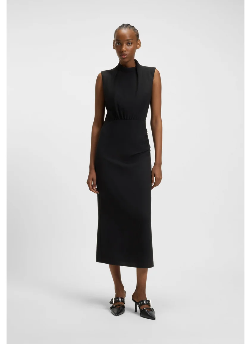 هوجو Long-length dress in crepe with draped mock neckline
