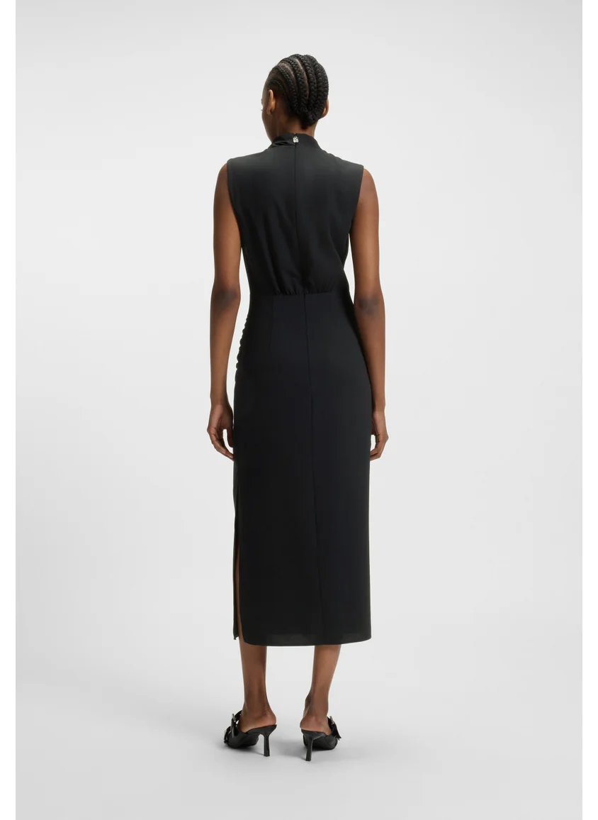 هوجو Long-length dress in crepe with draped mock neckline