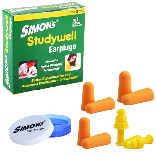 Simon's Studywell Earplugs (3 Pairs Foam, 1 Pairs Silicone Earplugs) - Image 1