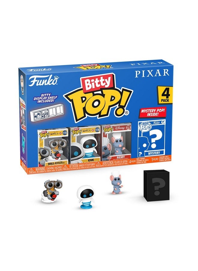 Funko Funko Pop Bitty: Pixar Mini Collectible Toys 4-Pack - Wall-E, EVE, Remy, & Mystery Chase Figure - (Styles May Vary) and A Surprise Mystery Mini Figure - 0.9 Inch (2.2 Cm) - Pixar Collection  - Image 1