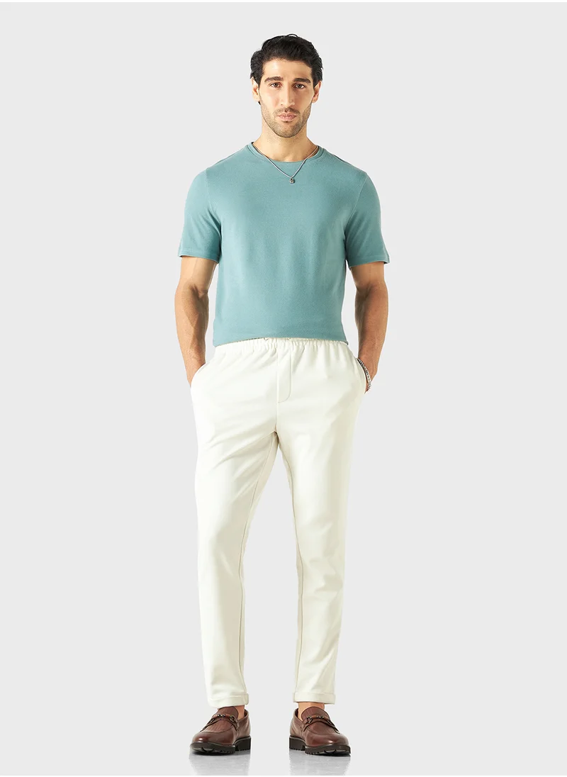 ايكونيك Iconic Textured T-shirt with Crew Neck and Short S