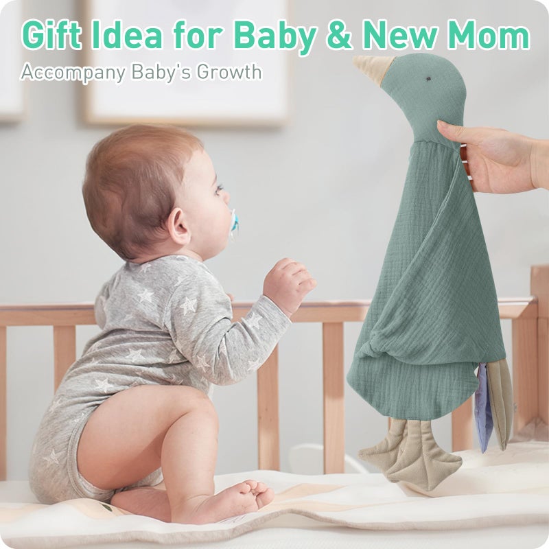 Knirose Muslin Cotton Goose Loveys Soft Breathable Newborn Security Blanket with Tags, for Baby Boy Girl, Neutral Muslin Fabric for Comfortable Sleep & Play, Ideal for Newborns, Toddlers - Image 4