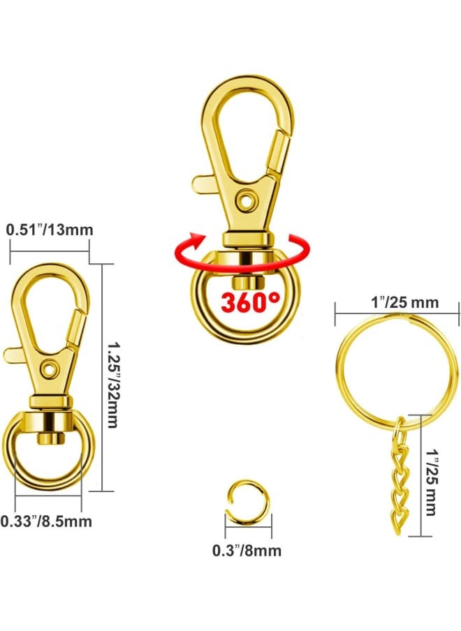 Generic - 150Pcs Gold Swivel Snap Hook Set,Swivel Clasp Keychain Hook Lobster Clasp Split Key Rings with Chain and Jump Rings Bulk for Keychain Lanyard,Jewelry,DIY Crafts Supplies - Image 1