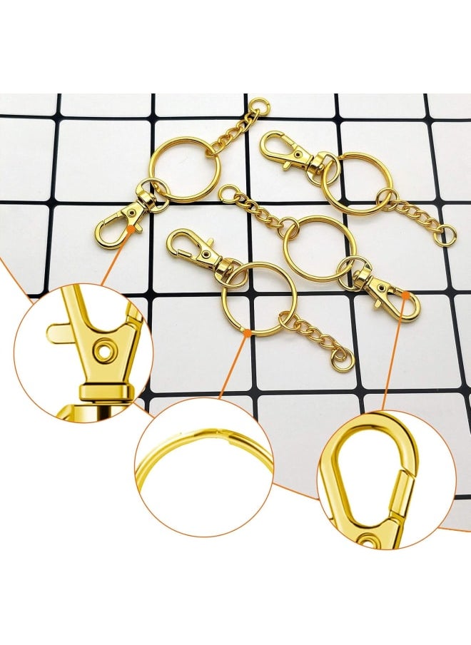 Generic - 150Pcs Gold Swivel Snap Hook Set,Swivel Clasp Keychain Hook Lobster Clasp Split Key Rings with Chain and Jump Rings Bulk for Keychain Lanyard,Jewelry,DIY Crafts Supplies - Image 1