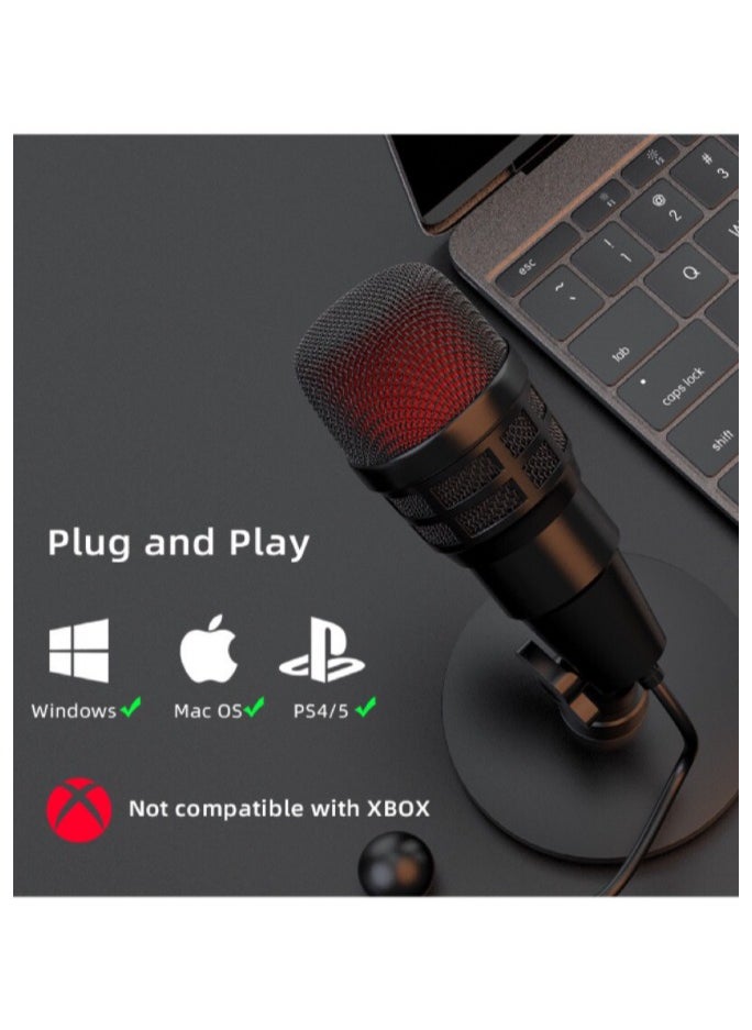 Generic - USB Gaming Microphone with RGB Lighting Effects, Plug and Play Noise Cancelling for PC Mac PS4 PS5, Cardioid Condenser Microphone for Twitch Streaming Game Podcast, Online Chat and More - Image 1