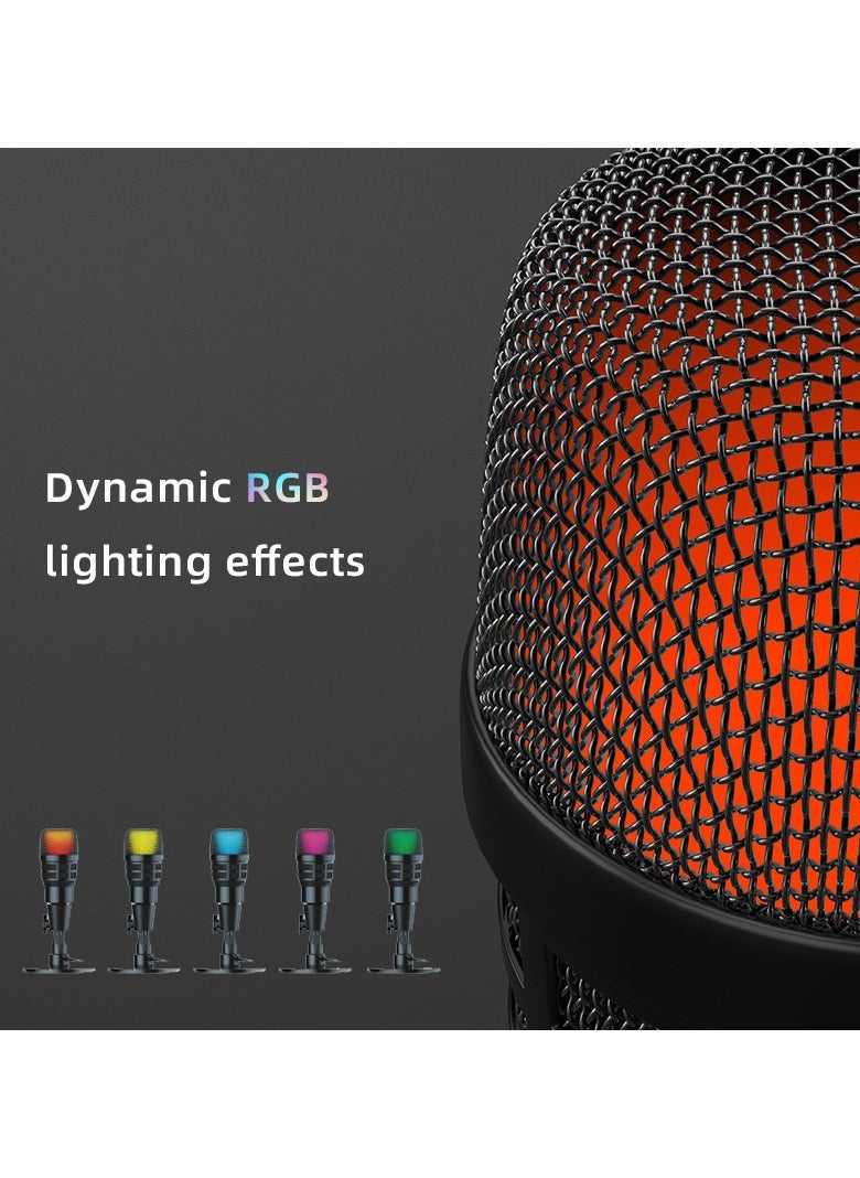 Generic - USB Gaming Microphone with RGB Lighting Effects, Plug and Play Noise Cancelling for PC Mac PS4 PS5, Cardioid Condenser Microphone for Twitch Streaming Game Podcast, Online Chat and More - Image 1