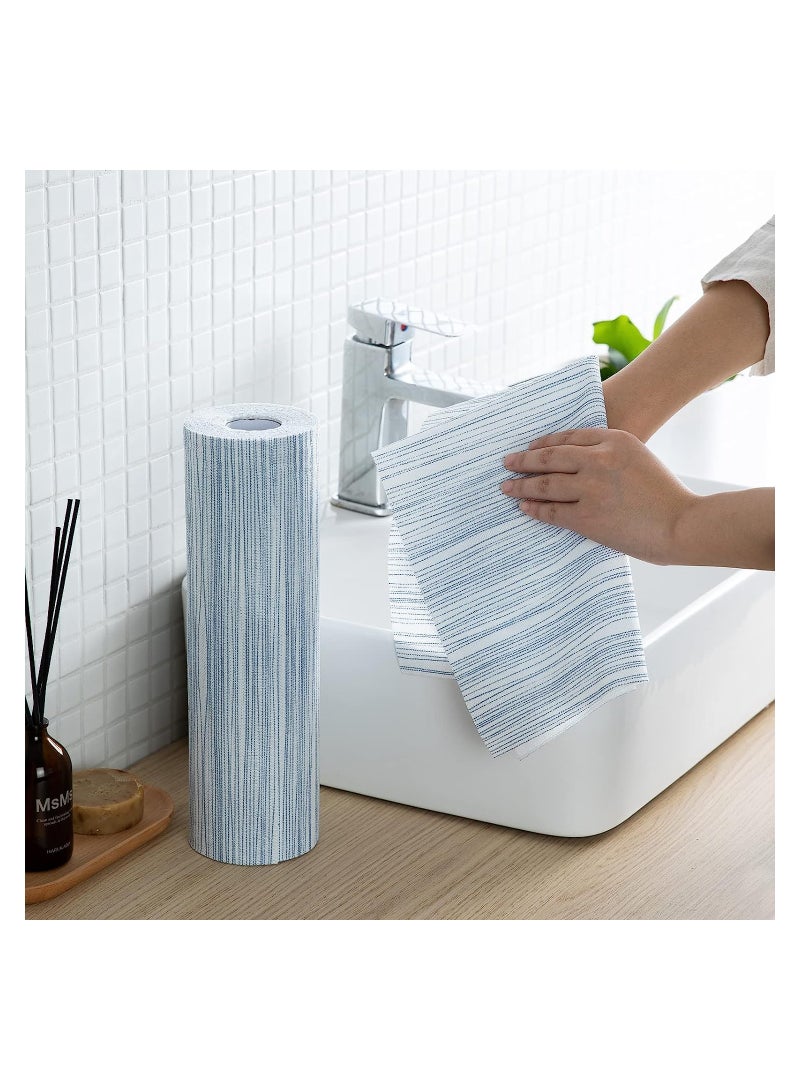 SOLARAE 40 Sheets Disposable Kitchen Paper Cleaning Wipe Towels Washable and Reusable Dish Cleaning Cloths Handy Cleaning Wipes Quick-Dry Multiuse Roll Wipe Sheets Stripes Pattern 30 * 30cm - Image 1