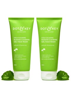 Dot & Key Dot & Key Cica 2% Salicylic Acid Face Wash for Oily, Acne Prone Skin, With Green Tea I Acne Clearing Sulphate Free Face Wash for Men & Women (200ml) | Pack of 2  - Image 1