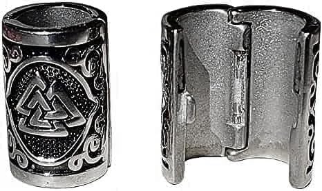 VALHALLA Valknut Hair Beads Opener Viking Beard Bead 316L Steel Silver Stainless Steel Large Symbol of Warriors