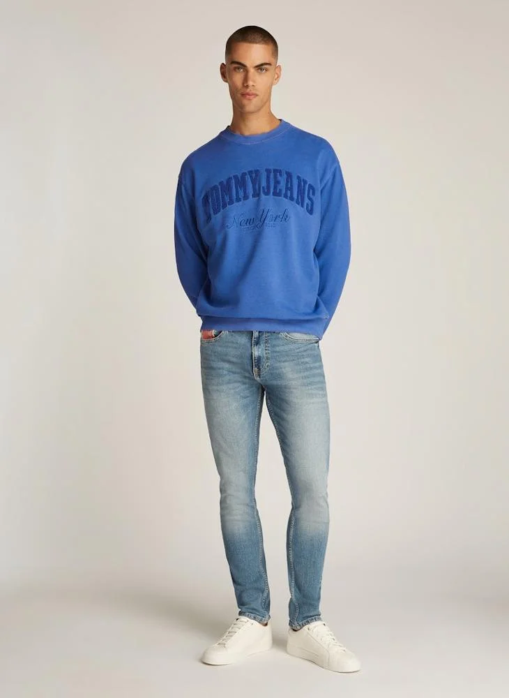 تومي جينز Logo Print Crew Neck  Sweatshirt