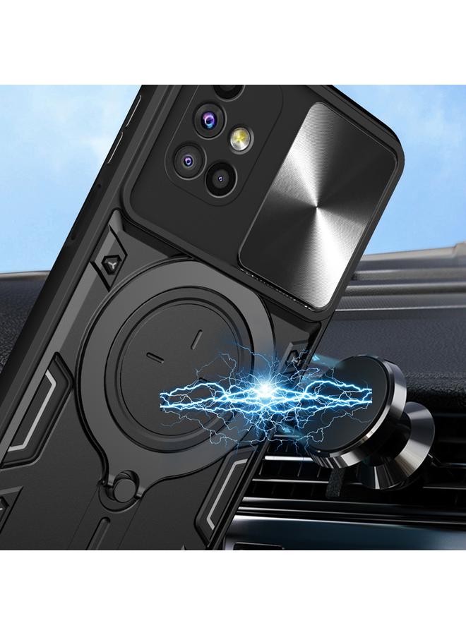 اس-توب جراب لهاتف Samsung Galaxy M51 CD Texture Camshield منزلق بحامل مغناطيسي - Image 4