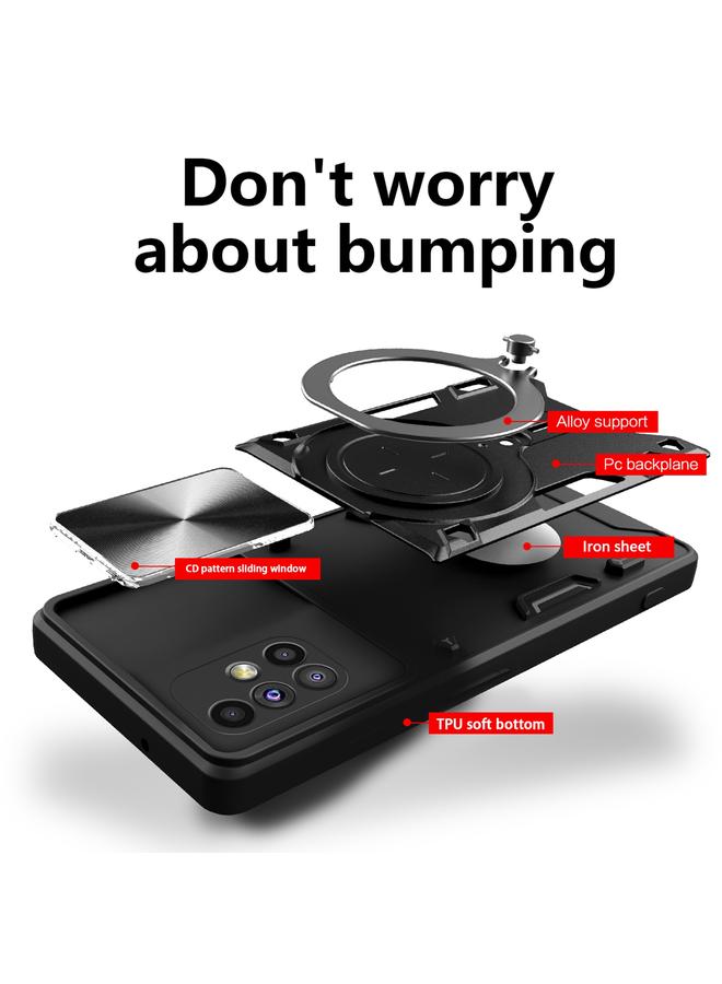 اس-توب جراب لهاتف Samsung Galaxy M51 CD Texture Camshield منزلق بحامل مغناطيسي - Image 3