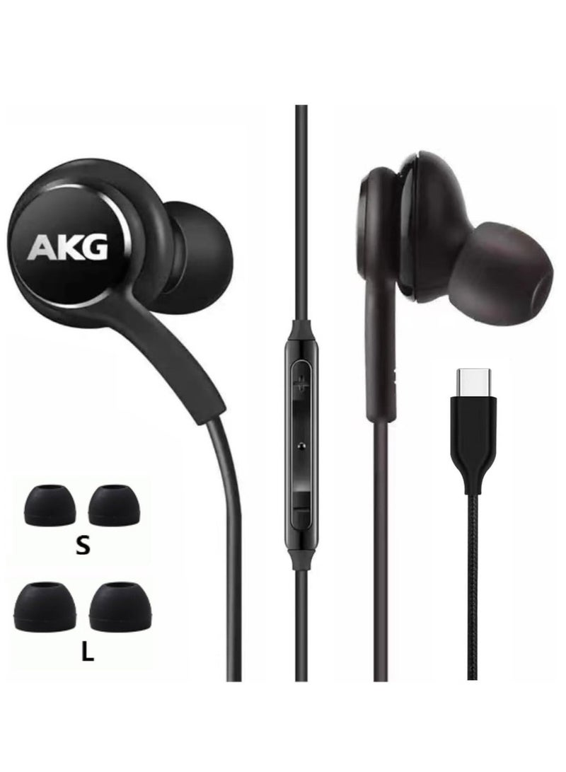 NEW 2024 AKG Designed In-Ear Stereo Headphones for Samsung Galaxy S24/S23/S22/S21/S20, Note 10/10+ – Type-C Connector with Microphone & Volume Control (Black) - Image 4