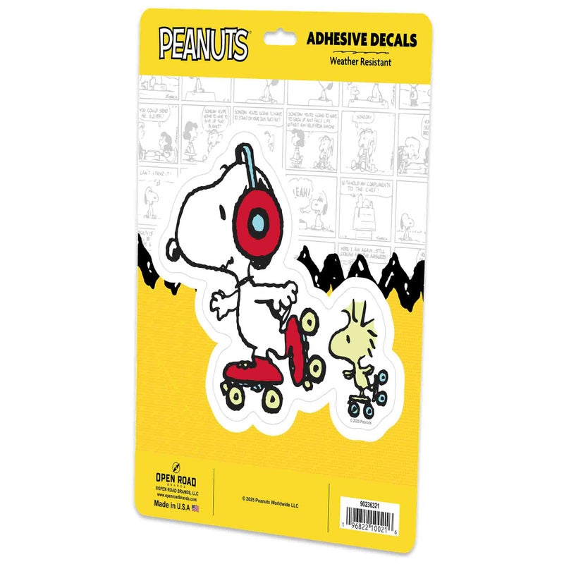 Open Road Brands Peanuts Snoopy Skating Adhesive Vinyl Decal - Fun Snoopy Sticker for Car, Window or Laptop - Image 2