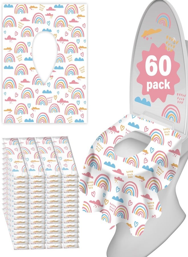 kimitimi 60 Pack Toilet Seat Covers Disposable, Extra Large Waterproof Toilet Cover for Toddlers & Adults, Individually Wrapped Travel Essential Portable Potty Training in Public Restrooms, Trip - Rainbow - Image 1