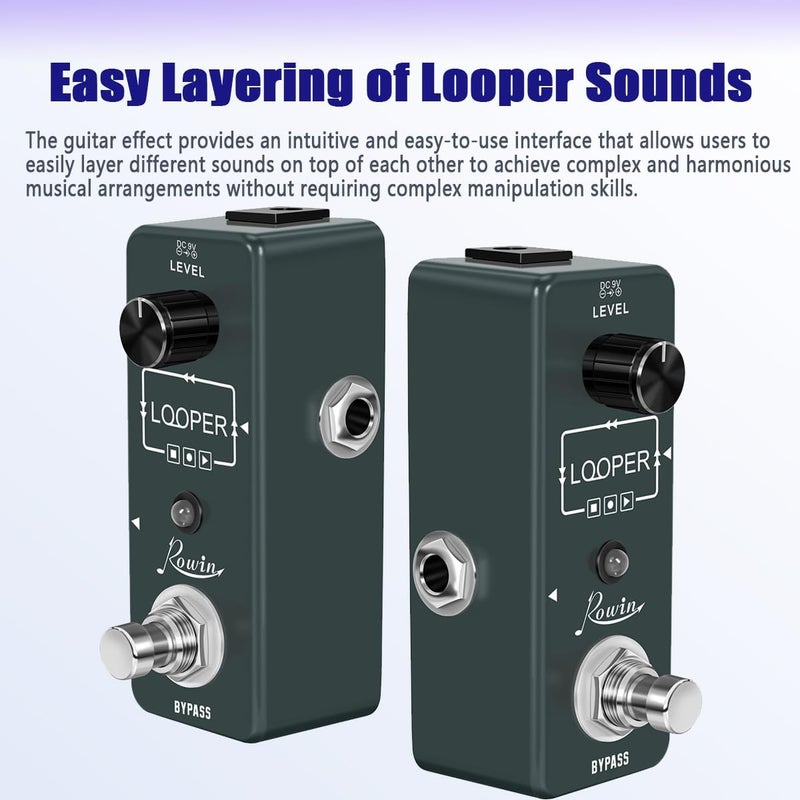 Rowin Looper Guitar Pedal Unlimited Overdubs 10 Minutes of Looping With USB to Import and Export Loop - Image 1