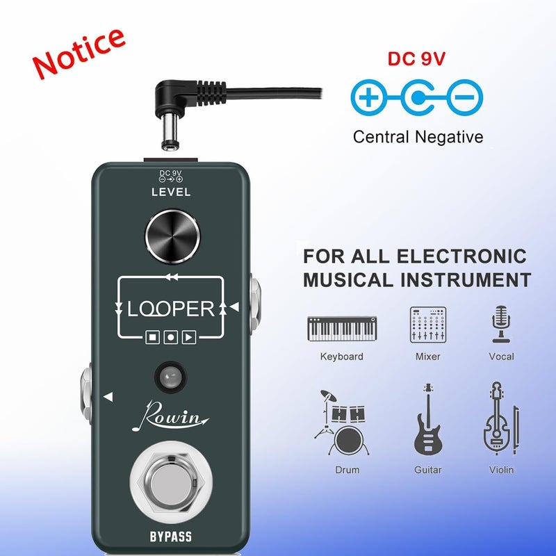 Rowin Looper Guitar Pedal Unlimited Overdubs 10 Minutes of Looping With USB to Import and Export Loop - Image 3