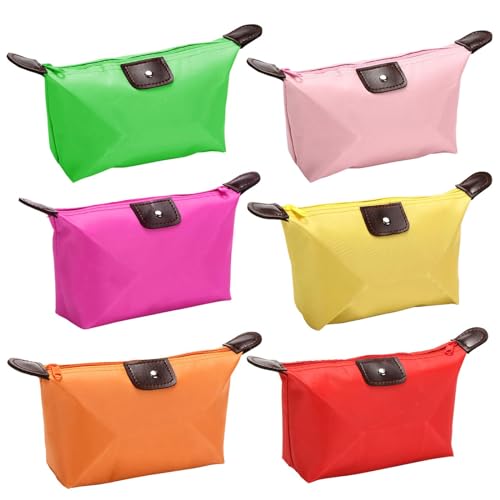 JLNGTHONG 6 Pieces Cosmetic Pouch Dumpling Shape Makeup Pouch Travel Toiletry Bag Organizer Foldable Waterproof Bulk Makeup Bags with Zipper for Women - Image 1