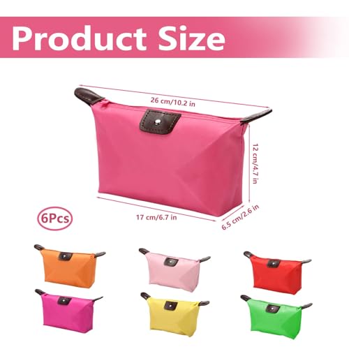 JLNGTHONG 6 Pieces Cosmetic Pouch Dumpling Shape Makeup Pouch Travel Toiletry Bag Organizer Foldable Waterproof Bulk Makeup Bags with Zipper for Women - Image 3