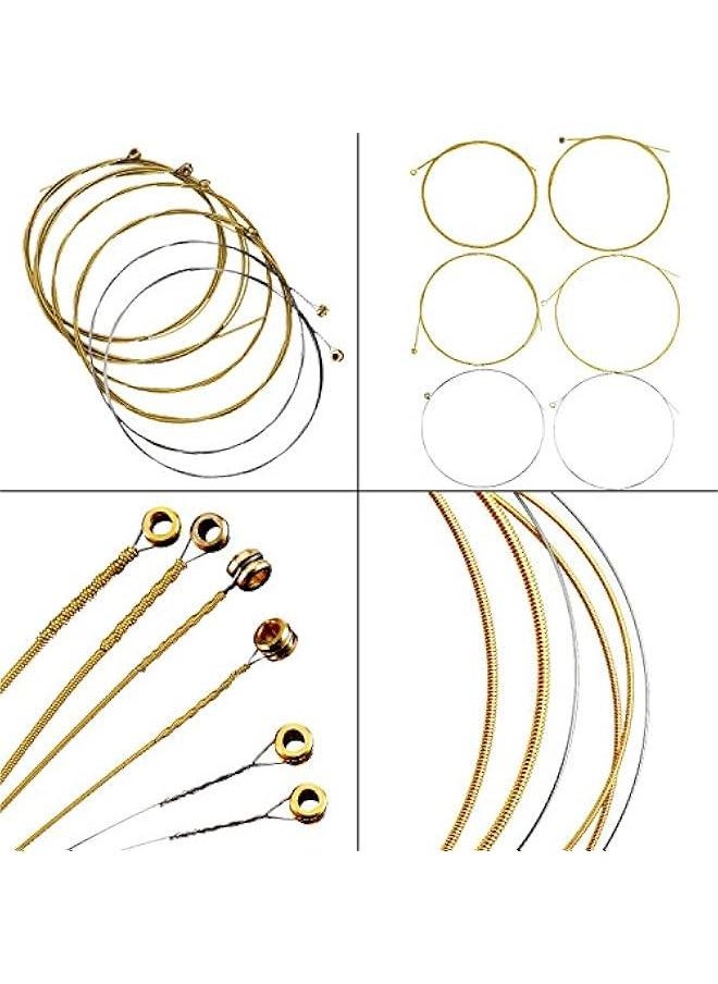 3 Sets of 6 Acoustic Guitar Strings Replacement Steel String for Acoustic Guitar (1 Brass Set, 1 Copper Set and 1 Multicolor Set)