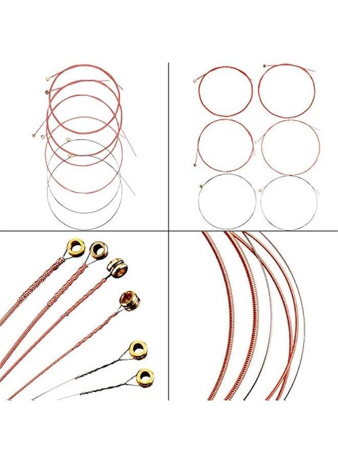 3 Sets of 6 Acoustic Guitar Strings Replacement Steel String for Acoustic Guitar (1 Brass Set, 1 Copper Set and 1 Multicolor Set)