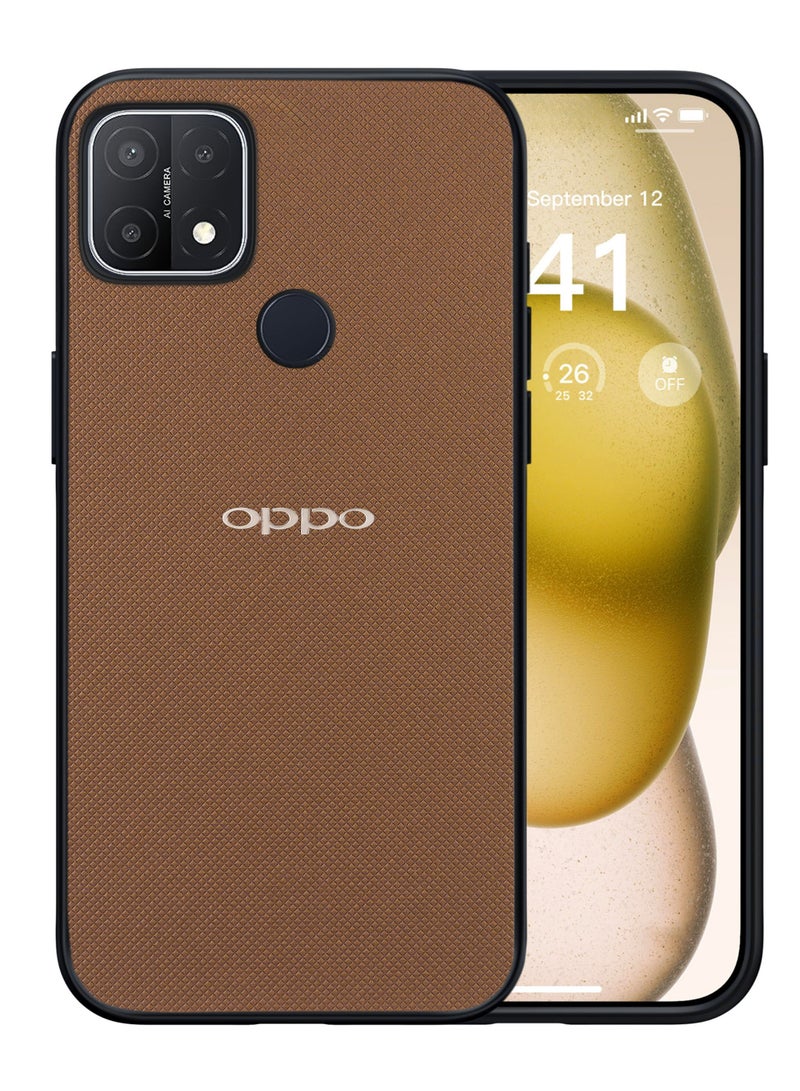 Compatible with Oppo A15/A15S Case Dual Layer Heavy Duty Cell Phone Protective Cover Shockproof Rugged with Non-Slip Textured - Brown