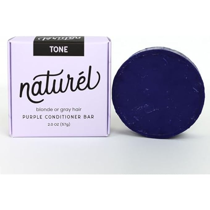 NATUREL PURPLE TONING CONDITIONER BAR, BLONDE OR GREY HAIR TONING CONDITIONER BAR WITH BIOTIN AND ALMOND OIL, VEGAN, ZERO WASTE, CRUELTY FREE, MADE IN USA - Image 1