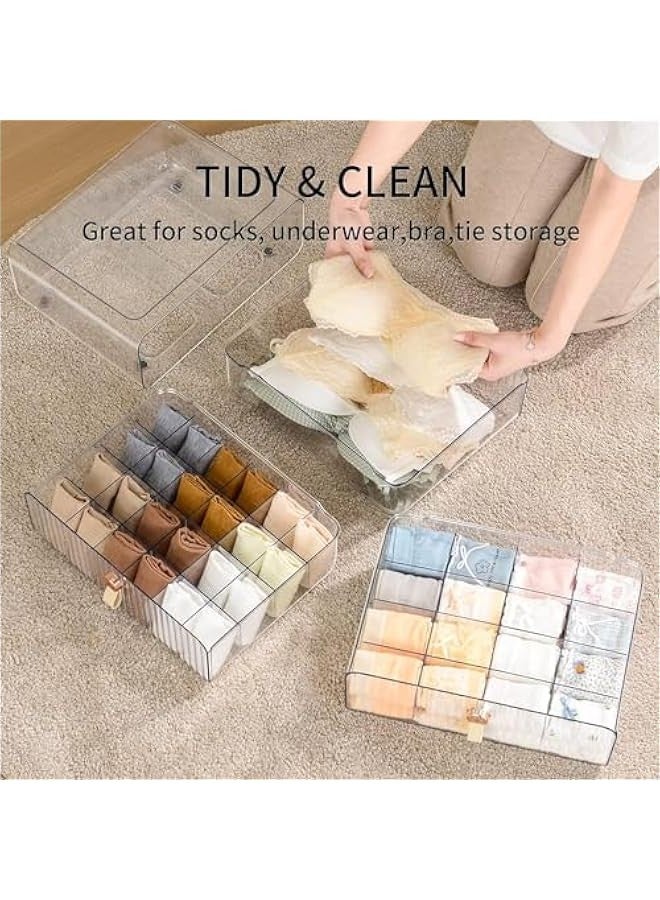 TRASSLE Durku Socks Underwear Drawer Organzier Dividers, 16 Cell Stackable Closet Organzier, Drawer Organzier for Clothing, Plastic Underwear Organziers and Storage for Baby Clothes, Bra, Ties, Belts  - Image 3