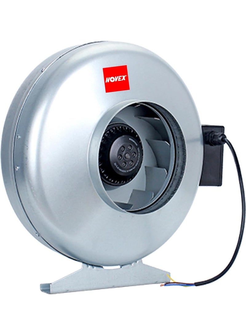 NOVEX 8" Heavy Duty Metal Centrifugal In-Line Duct Fan | Residential & Commercial Ventilation | Kitchen, Bathroom, Factory, HVAC Blower Fan | NV-ID8 - Image 1