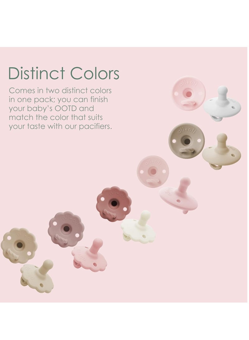 Ali+Oli Pacifier for Baby (2-pk) Original Round Edge (Blue & Mist) One-Size BPA-Free Silicone Soother Set for Newborn & Up - Image 4