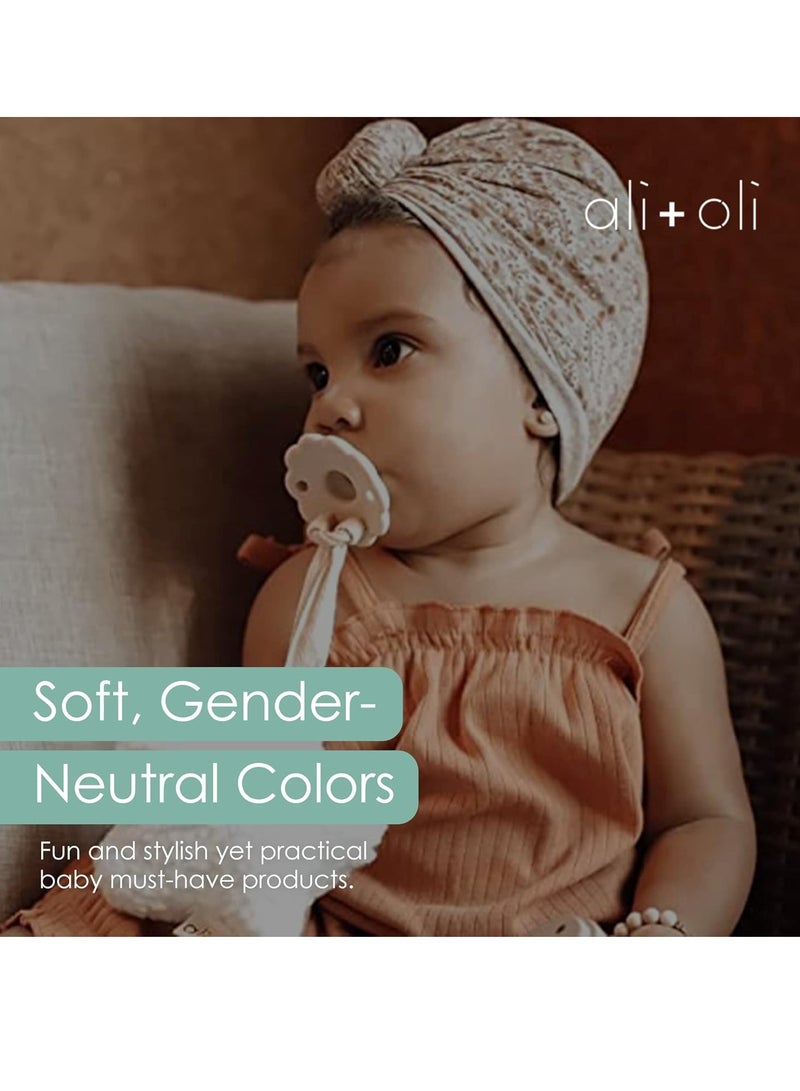 Ali+Oli Pacifier for Baby (2-pk) Original Round Edge (Blue & Mist) One-Size BPA-Free Silicone Soother Set for Newborn & Up - Image 5