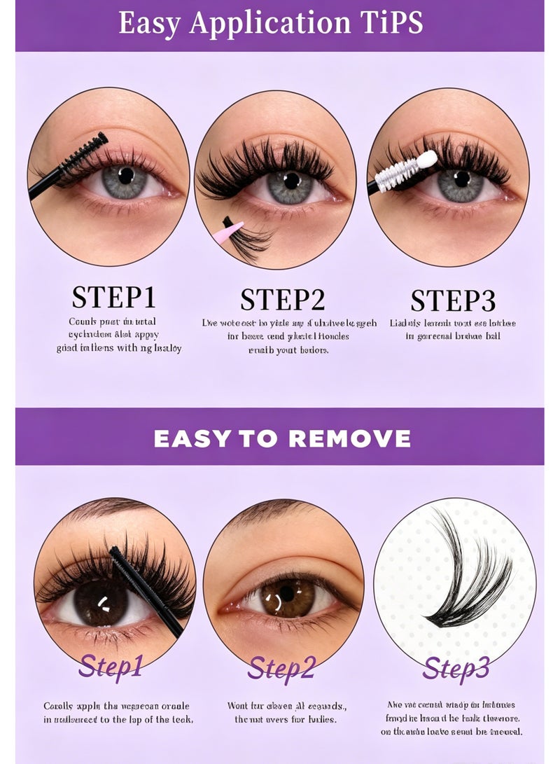 Yunpy 238 Pcs DIY Lash Clusters, 80P+100P Individual Cluster Eyelashes Mixed 10-20mm Fluffy False Eyelashes for Self Application Home Lash Extensions - Image 5