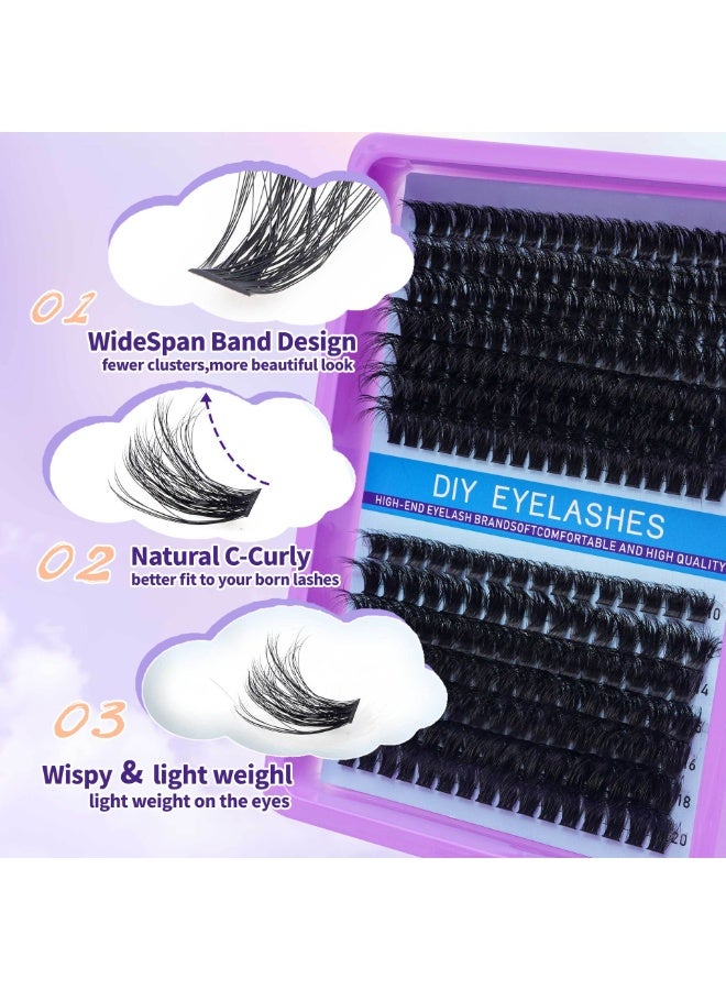 Yunpy 238 Pcs DIY Lash Clusters, 80P+100P Individual Cluster Eyelashes Mixed 10-20mm Fluffy False Eyelashes for Self Application Home Lash Extensions - Image 3