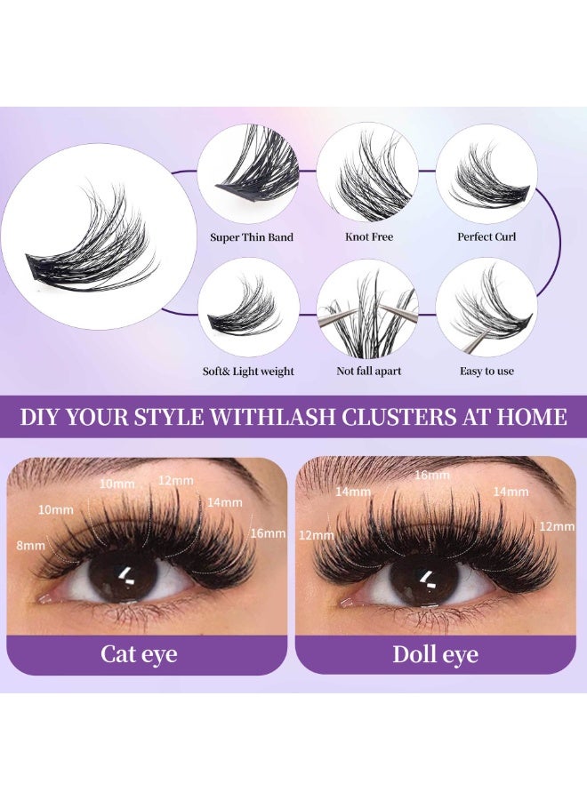 Yunpy 238 Pcs DIY Lash Clusters, 80P+100P Individual Cluster Eyelashes Mixed 10-20mm Fluffy False Eyelashes for Self Application Home Lash Extensions - Image 4