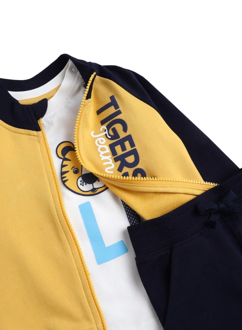 victor and jane Infant Boys Tigers Team 3-Piece CVC Fleece Set – Navy & Mustard