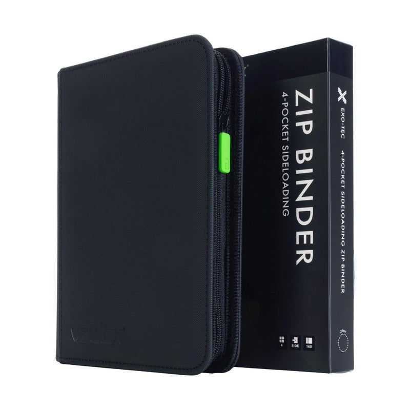 Vault X 4 Pocket Trading Card Zip Binder, 160 Cards, Premium Exo-Tec Album Material, 20 Side-Loading Pages, Folder for Collectible Games, Sports, TCG (Black) - Image 1