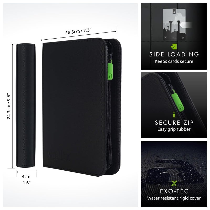 Vault X 4 Pocket Trading Card Zip Binder, 160 Cards, Premium Exo-Tec Album Material, 20 Side-Loading Pages, Folder for Collectible Games, Sports, TCG (Black) - Image 2