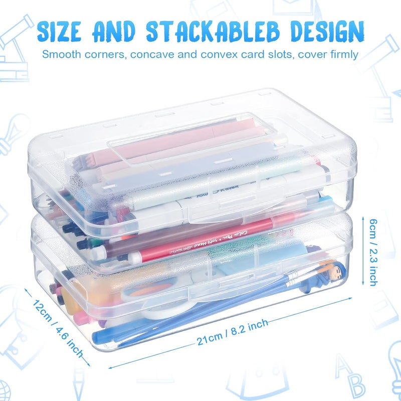 Leelosp 12 Pack Plastic Pencil Box Bulk Clear Pencil Case with Lid Snap Closure Hard Large Capacity School Storage Organizer Box Pencil Holder for Kid Student - Image 2