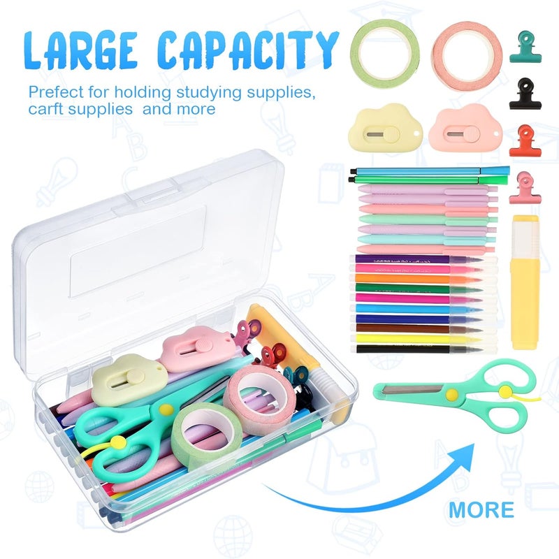 Leelosp 12 Pack Plastic Pencil Box Bulk Clear Pencil Case with Lid Snap Closure Hard Large Capacity School Storage Organizer Box Pencil Holder for Kid Student - Image 3